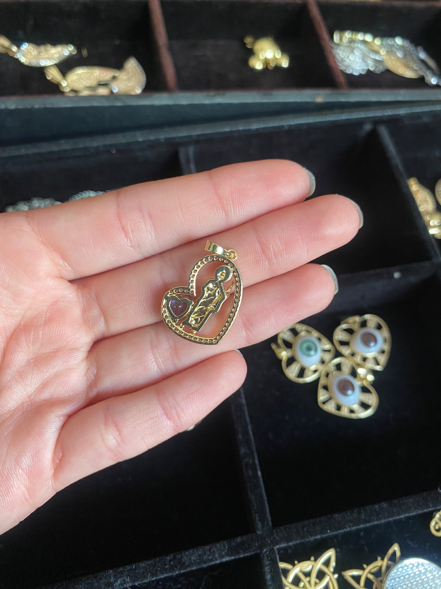 Heart shaped San Judas/Saint Jude pendant