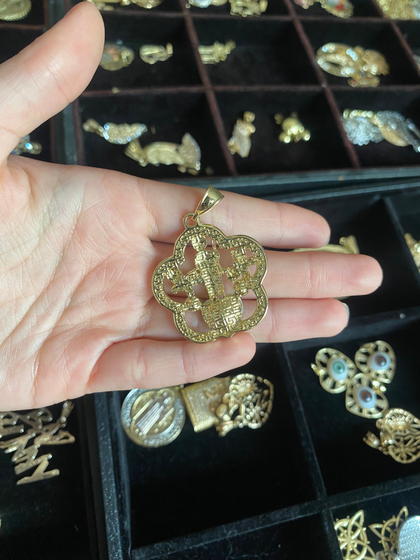 Flower shaped San Judas/Saint Jude pendant