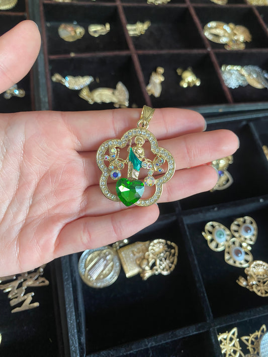 Flower shaped San Judas/Saint Jude pendant