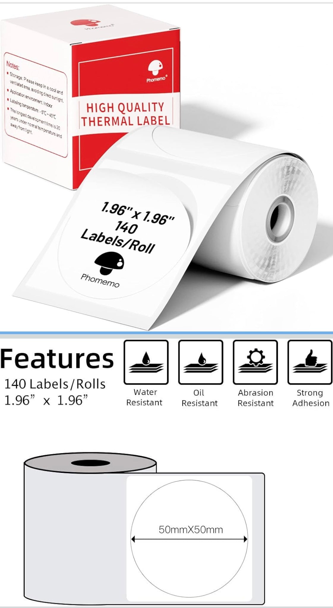 Round thermal label/stickers