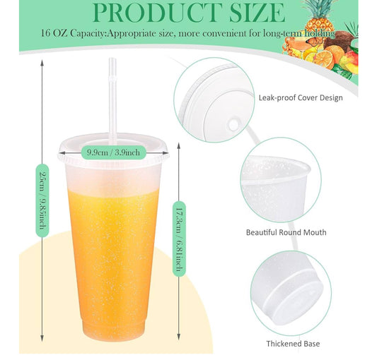 Custom frosted plastic cup w/top&straw