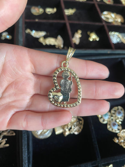 Heart shaped San Judas/Saint Jude pendant
