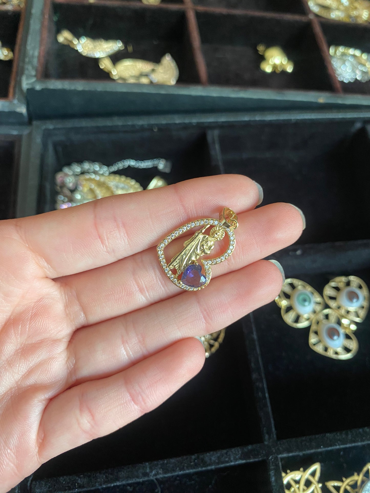 Heart shaped San Judas/Saint Jude pendant